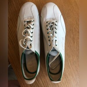 Lacoste men’s trainers size 9 cream and green leather
